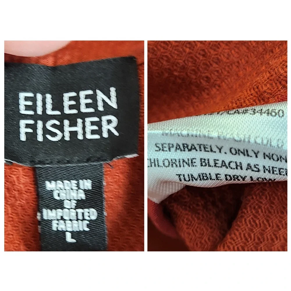 Eileen Fisher‎ Red Orange Textured Knit Blazer Jacket Women's Size L